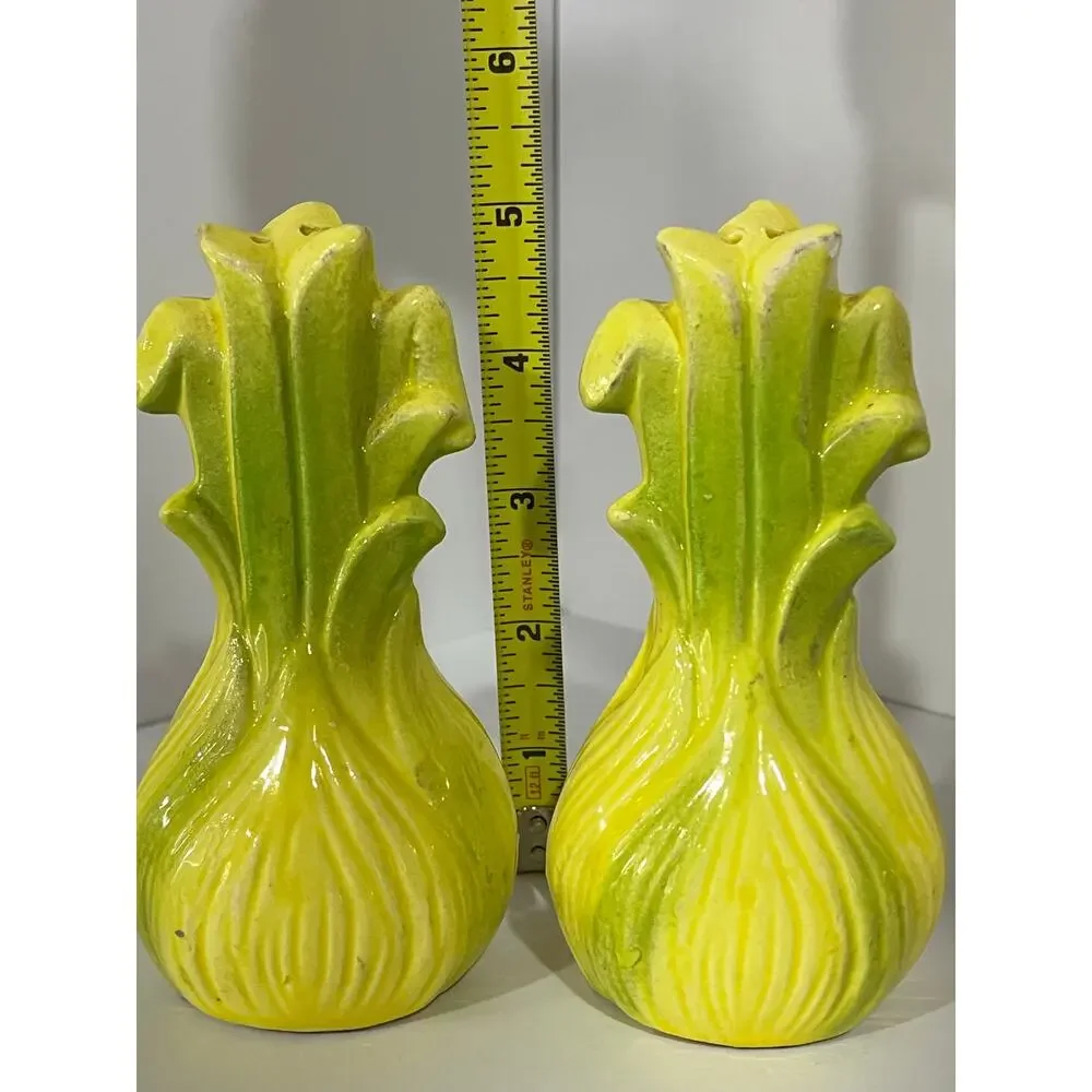 Vintage Japan Ceramic Corn‎ Salt Pepper Shakers Set Yellow Green Veggie Kitsch